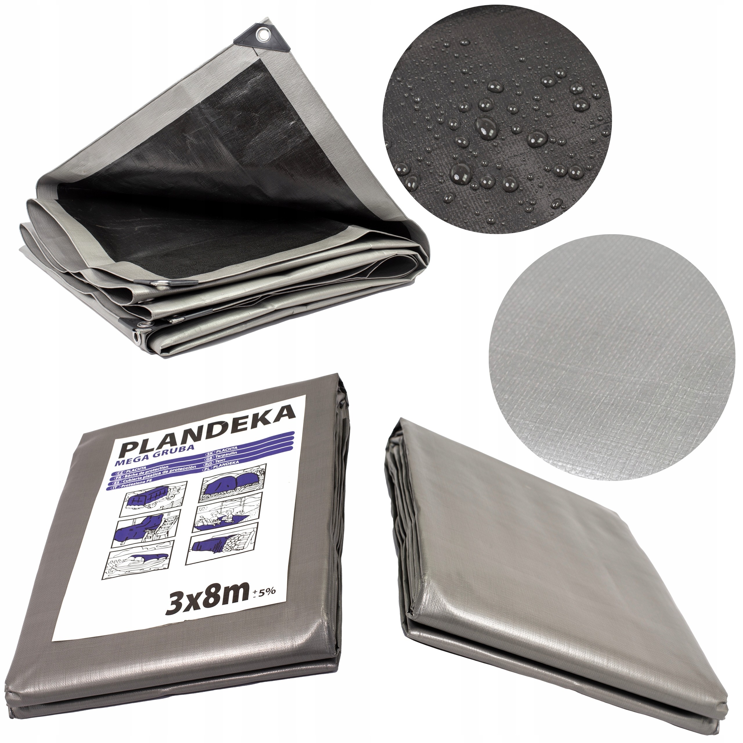 Vysokoodolná a univerzálna plachta na ochranu predmetov, 4x5 m, 260g/m2